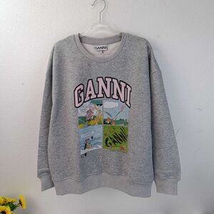 Ganni Gray Sweatshirt with Graphic Design